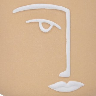 Cache pot visage Pam 17cm céramique beige