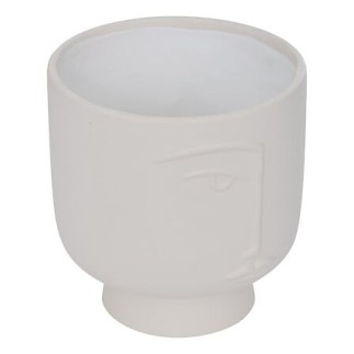 Cache pot visage Pam 17cm céramique blanc
