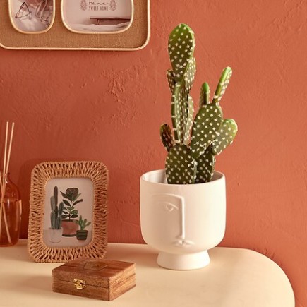 Cache pot visage Pam 17cm céramique blanc