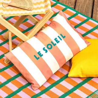Coussin extérieur Poolside 30x50cm rayé terracotta
