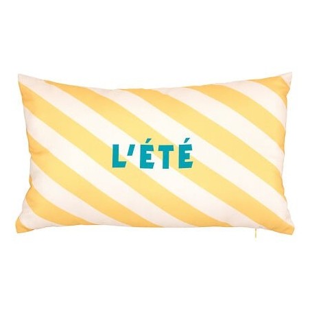 Coussin extérieur Poolside 30 x 50 cm rayé jaune
