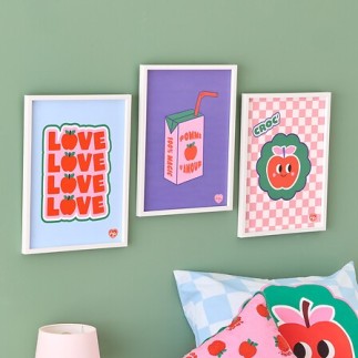 Tableau imprimé encadré Chachapop Jus de pomme d'amour