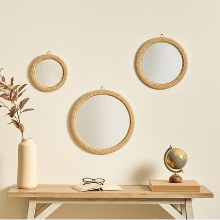 Miroir Tilia x3 bois et corde