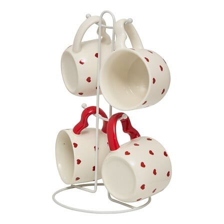 Rack 4 mugs Valentine 22cl coeur