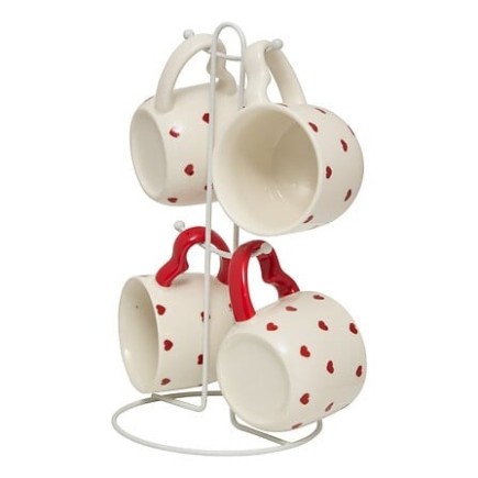 Rack 4 mugs Valentine 22cl coeur
