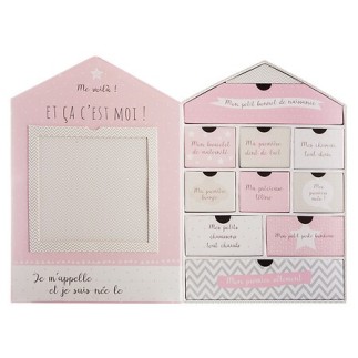 Coffret de naissance souvenirs maison rose
