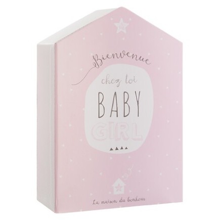 Coffret de naissance souvenirs maison rose
