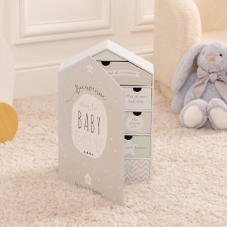Coffret de naissance souvenirs maison bleu