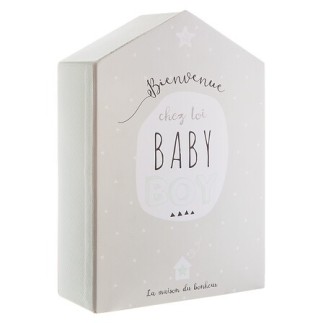 Coffret de naissance souvenirs maison bleu