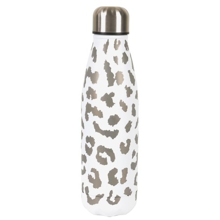 BOUTEILLE DE TRANSPORT ISOTHERME LEOPARD 50CL BLANC