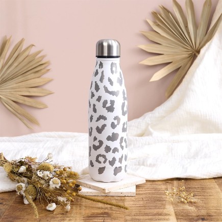 BOUTEILLE DE TRANSPORT ISOTHERME LEOPARD 50CL BLANC