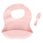 Set bavoir et cuillère Yum silicone rose
