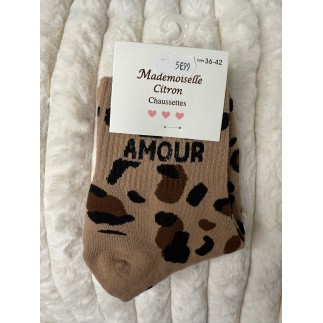 Chaussettes Amour Léopard camel