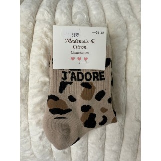 Chaussettes J'adore Léopard Taupe