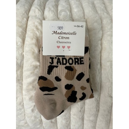 Chaussettes J'adore Léopard Taupe