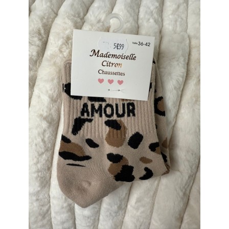 Chaussettes Amour Léopard taupe