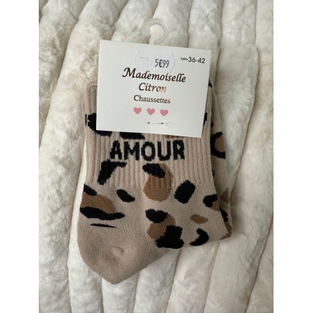 Chaussettes Amour Léopard taupe