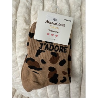 Chaussettes J'adore Léopard Camel