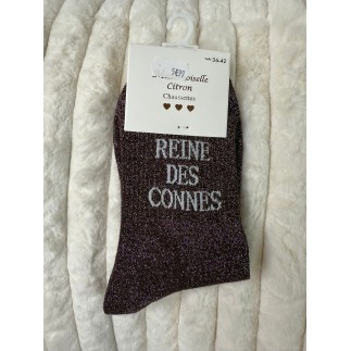 Chaussettes Paillettes Reine des connes noir