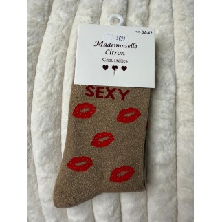 Chaussettes Paillettes Sexy camel