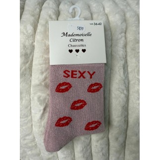 Chaussettes Paillettes Sexy rose