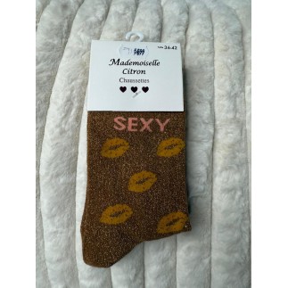 Chaussettes Paillettes Sexy choco