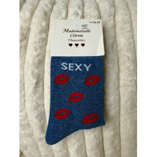 Chaussettes Paillettes Sexy bleu