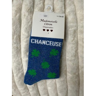 Chaussettes Paillettes Chanceuse bleu