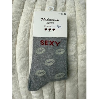 Chaussettes Paillettes Sexy gris foncé