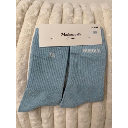 Chaussettes Paillettes Ta gueule bleu