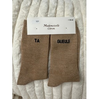 Chaussettes Paillettes Ta gueule camel