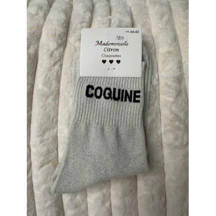Chaussettes Paillettes coquine gris clair