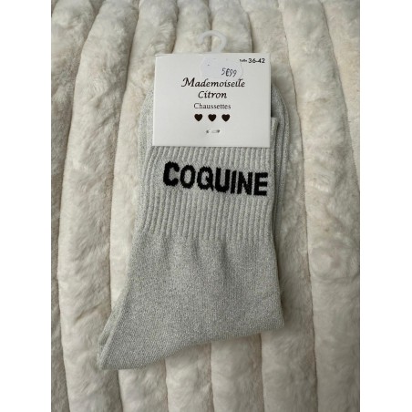 Chaussettes Paillettes coquine gris clair