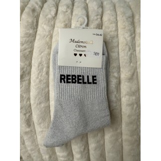 Chaussettes Paillettes rebelle gris clair