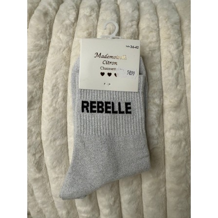 Chaussettes Paillettes rebelle gris clair
