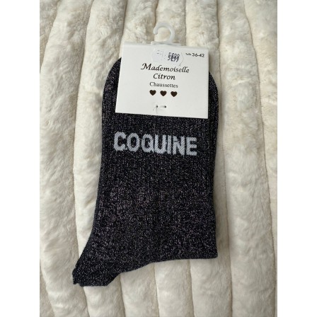 Chaussettes Paillettes coquine noir