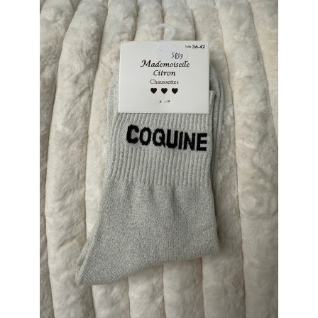 Chaussettes Paillettes coquine beige