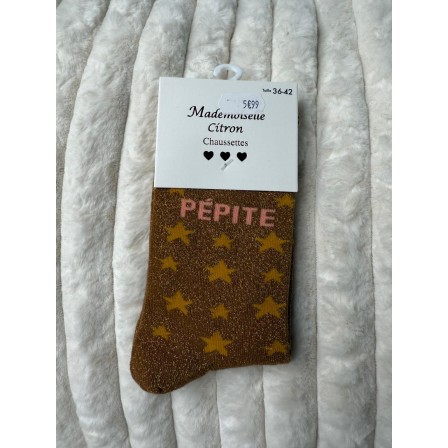 Chaussettes Paillettes Pépite marron
