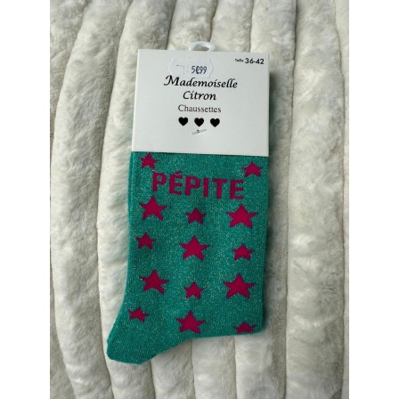 Chaussettes Paillettes Pépite vert