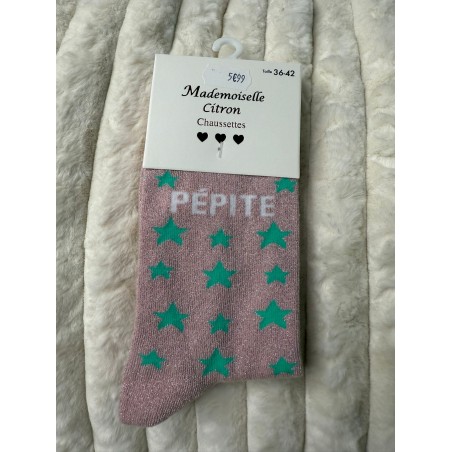 Chaussettes Paillettes Pépite rose