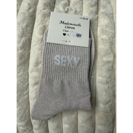 Chaussettes Paillettes Sexy beige