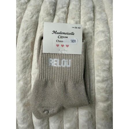 Chaussettes Paillettes Relou beige