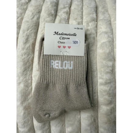 Chaussettes Paillettes Relou beige