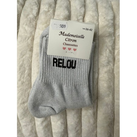 Chaussettes Paillettes Relou gris clair