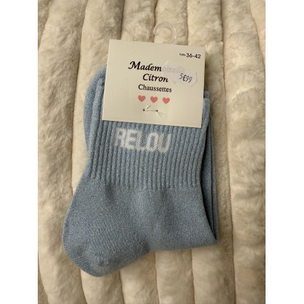 Chaussettes Paillettes Relou bleu clair