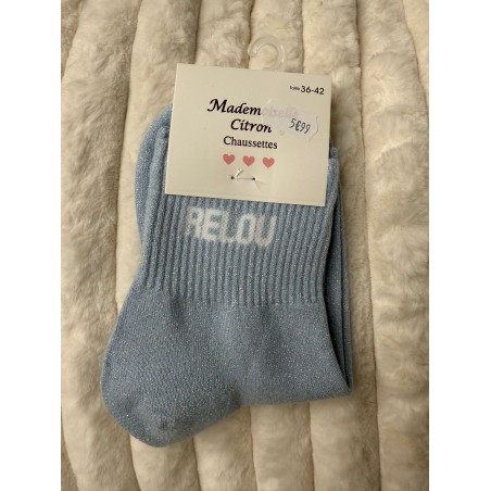 Chaussettes Paillettes Relou bleu clair