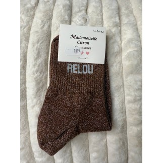 Chaussettes Paillettes Relou marron