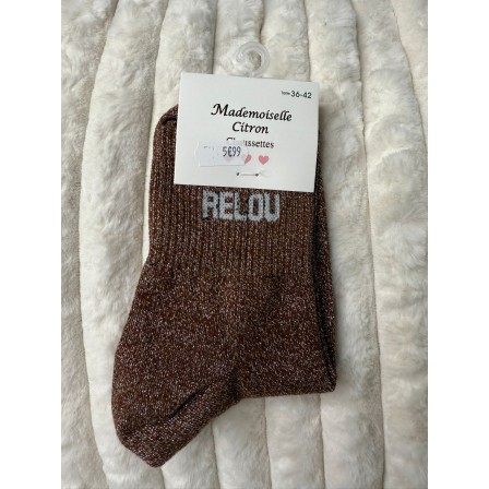 Chaussettes Paillettes Relou marron