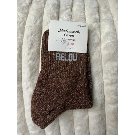 Chaussettes Paillettes Relou marron