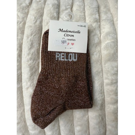 Chaussettes Paillettes Relou marron